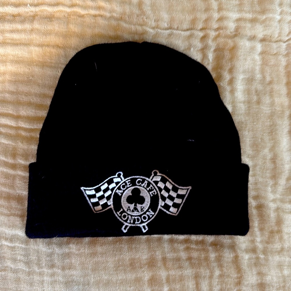 Original authentic Ace Cafe winter cap.  Came from Ace cafe while visiting.